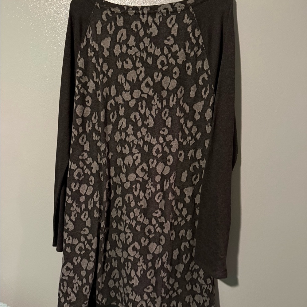 LOFT Black & Gray Leopard Print Tunic